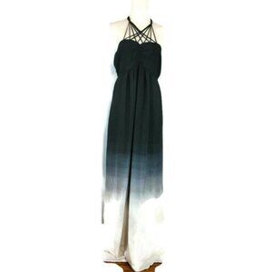 SUPER COMFY! Ombre Fitted + Flowy Long Dress Adjustable Straps Elastic Top Large